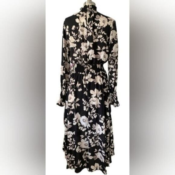 NWT NANETTE LEPORE high/low black cream multi print dress, sz 10, $138.00 - Picture 2 of 5
